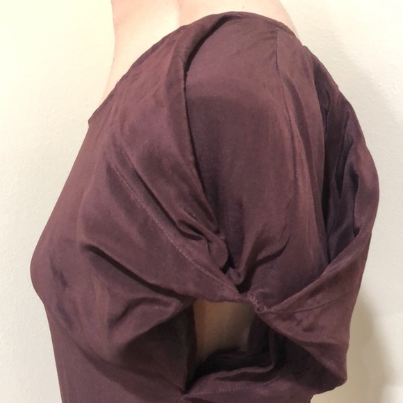 Anthropologie Line & Dot Blouse Size Small Maroon Red Silk - Picture 4 of 11